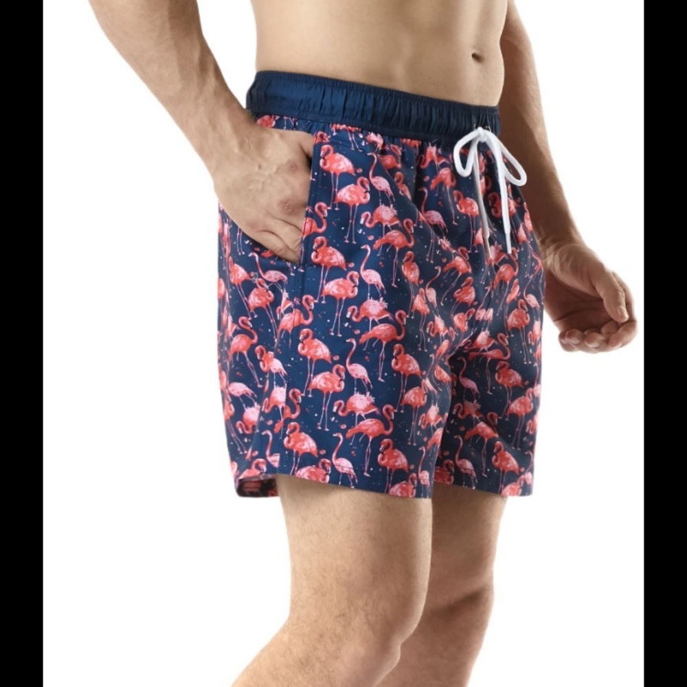 3/$25 Mens Flamingo Print Swim Suit Board Shorts